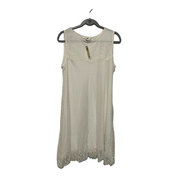 Max Studio White Lace Overlay Mid Length Dress Size Large NWT - Picture 1 of 9